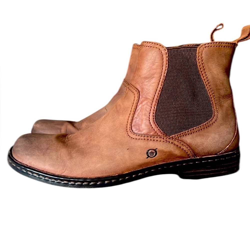 Born Brown Leather Chelsea Boots with Dark Elastic Panels
